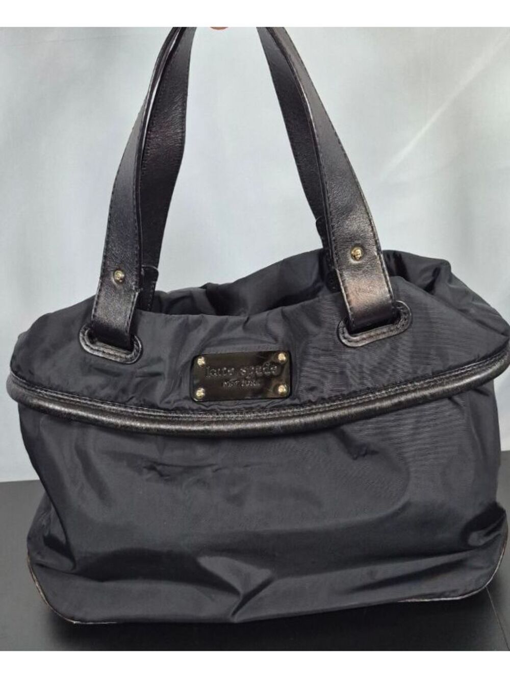 Kate Spade Black Nylon Tote Shoulder Bag Polka Dot Interior